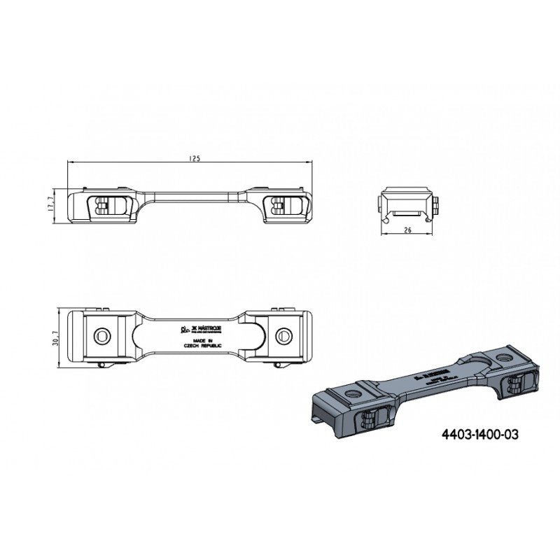 30mm Montageringe für Zielfernrohre | einteilige Picatinny-Basis mit QD-Hebeln 