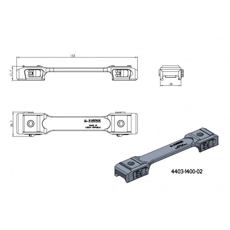 34mm Montageringe für Zielfernrohre | einteilige Picatinny-Basis mit Hebeln 