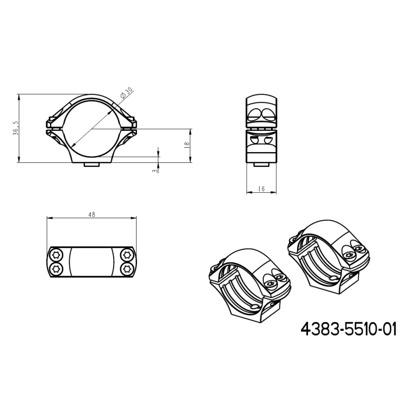 30mm Montageringe für Zielfernrohre | einteilige Picatinny-Basis mit QD-Hebeln 