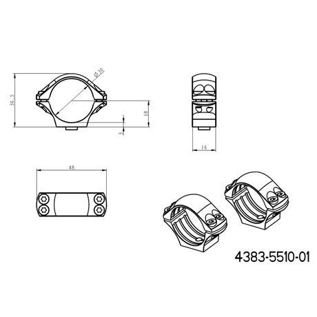 30mm Montageringe für Zielfernrohre | lange Picatinny QD Ergo-Basis 