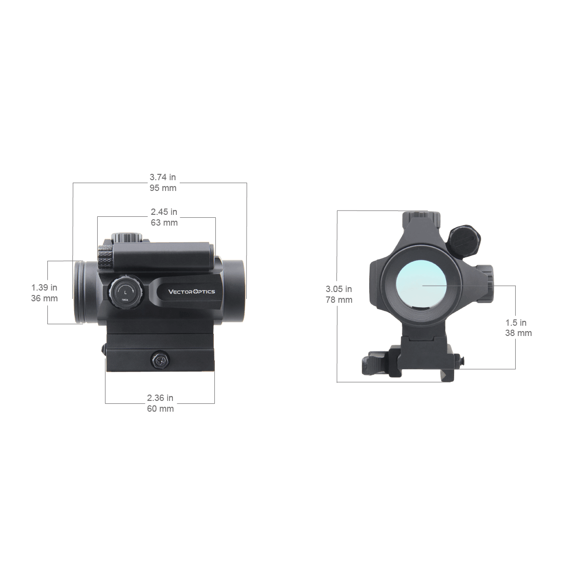 Vector Optics Nautilus 1x30 Zielfernrohr Doppelabsehen Leuchtpunktvisier 