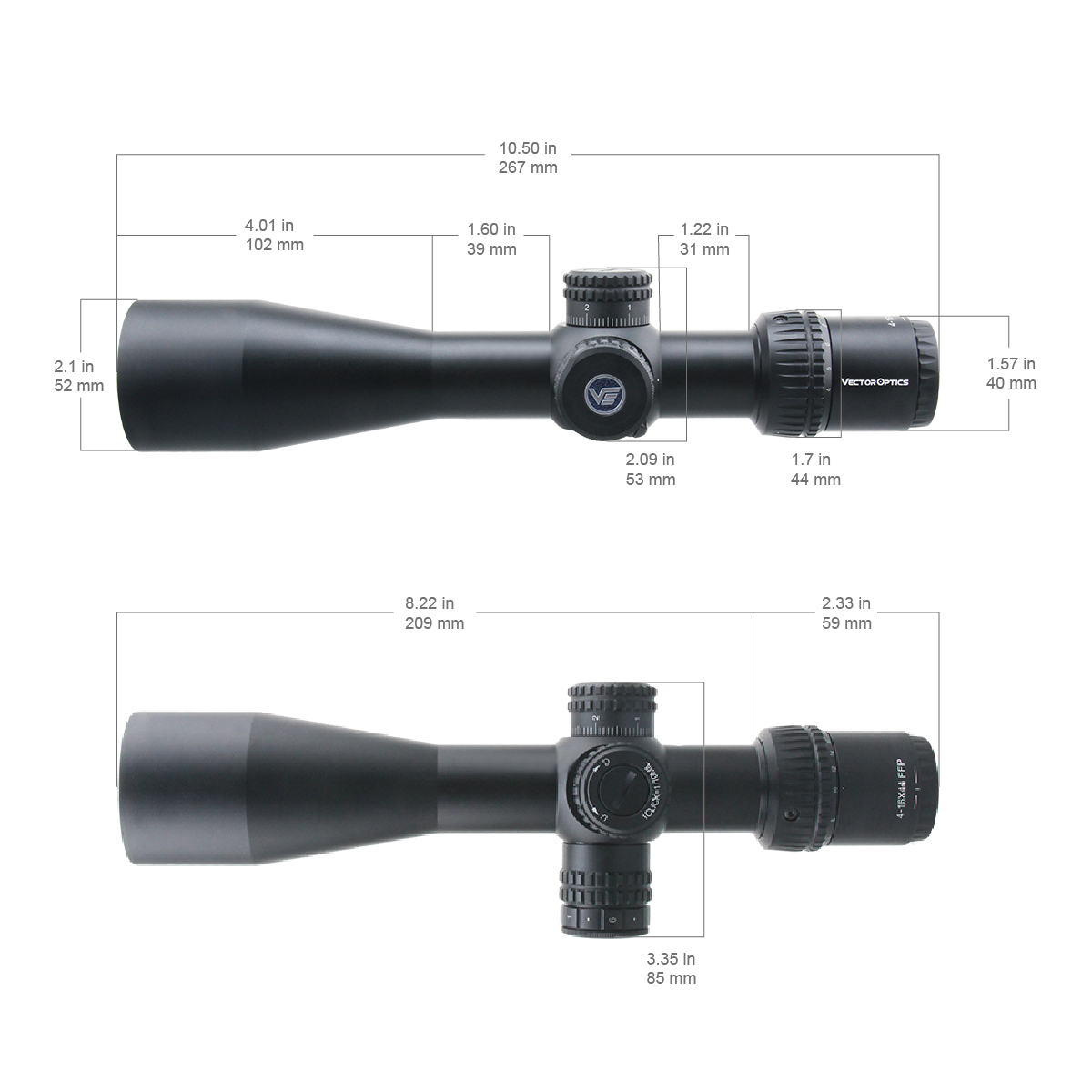 Vector Optics Veyron 4-16x44 IR Erste Brennebene Beleuchtetes Zielfernrohr 